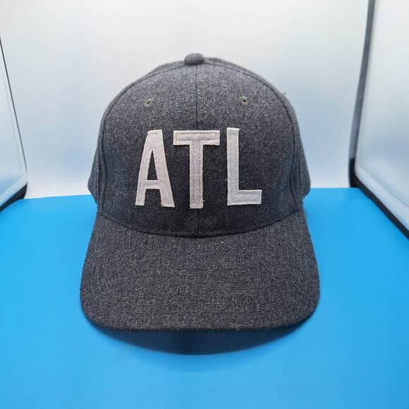 ATL Aviate Strapback Hat Gray Atlanta Georgia Airport Code Baseball Cap Wool - Picture 1 of 7